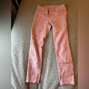 LC Lauren Conrad Pink Embroidered Flower Skinny Pants Strethy